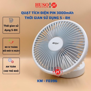 Quạt tích điện mini KANG MING 3000mAh quạt sạc tích điện để bàn, treo tường, an toàn cho trẻ nhỏ - HUSO