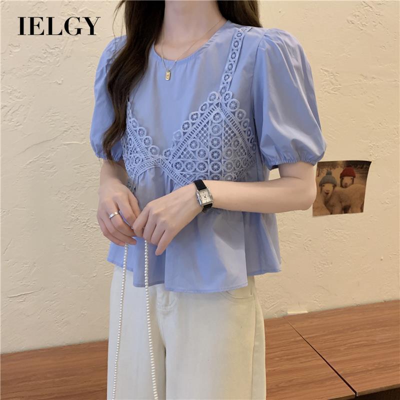 IELGY  Áo Sơ Mi Tay Ngắn Dáng Ôm Phong Cách Phương Tây Dành Cho Nữ