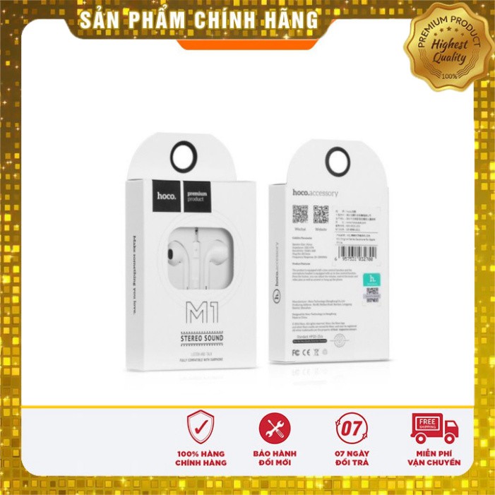 Tai nghe HOCO M1 chân 3.5mm dành cho iPhone 5 5s 6 6s Plus Samsung Oppo Huawei giá rẻ bền đẹp chân tròn