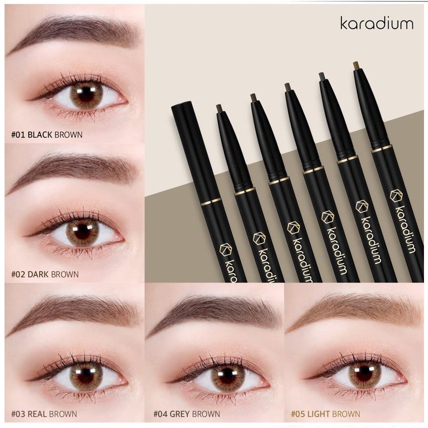 Chì Kẻ Mày 2 Đầu Lâu Trôi Karadium Auto Eyebrow Pencil #02 Dark Brown