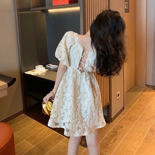 Đầm xoè 2 lớp thắt dây hở lưng 2 dây đầm dự tiệc