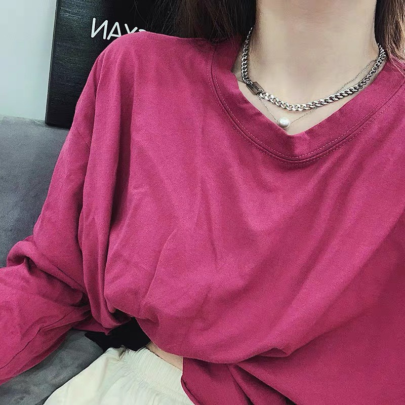 Dây chuyền nữ 2 mảnh Vòng cổ hạt cá tính 2 dây liền chất liệu hợp kim