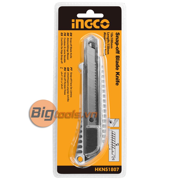 Dao rọc giấy thân nhôm siêu bền INGCO HKNS1807 61mm