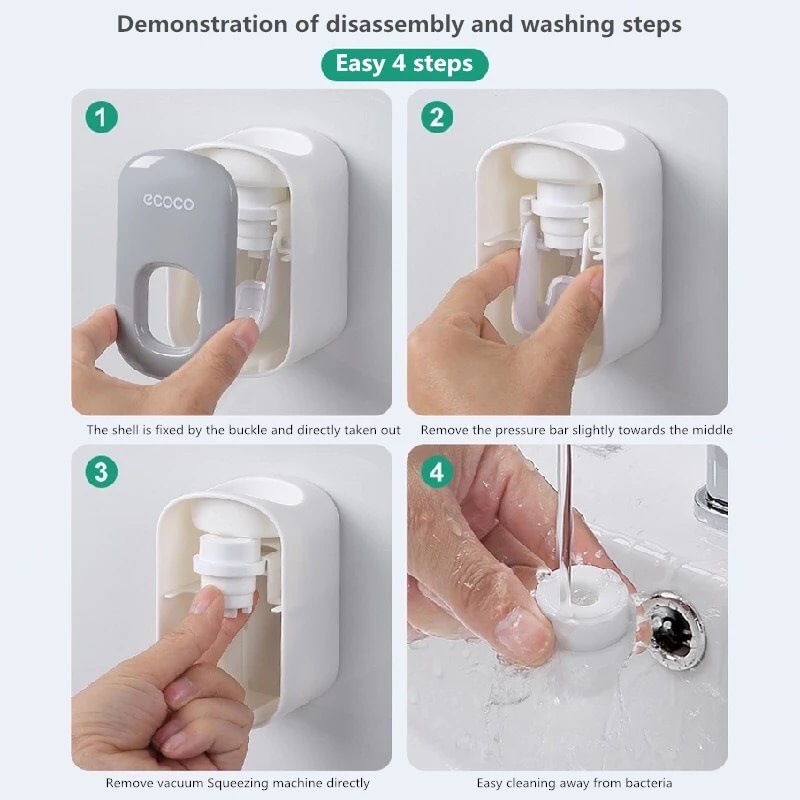 Dụng cụ đỡ bóp tuýp kem đánh răng ECOCO tự động gắn tường tiện dụng cho gia đình