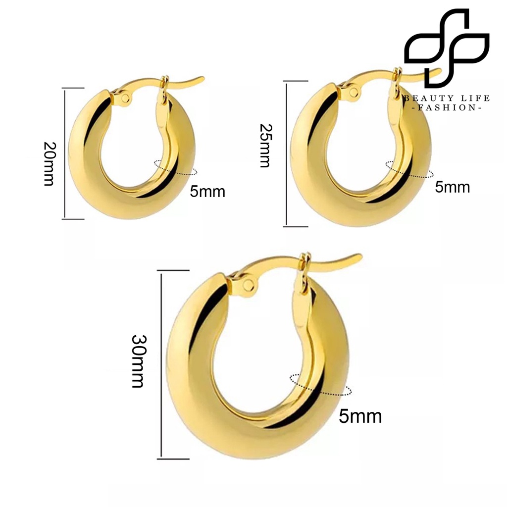 Đôi khuyên tai tròn bản to màu trơn phong cách Punk dành cho nữ