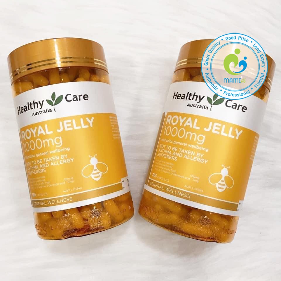 Sữa Ong Chúa (365v) chống lão hóa, làm đẹp da cho người lớn từ 18 tuổi Healthy Care Royal Jelly 1000mg, Úc