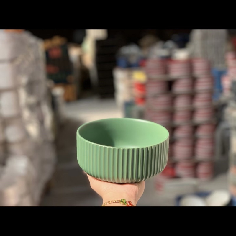tô sứ cao cấp 15.5cm vân sọc men mờ bắc âu sang trọng