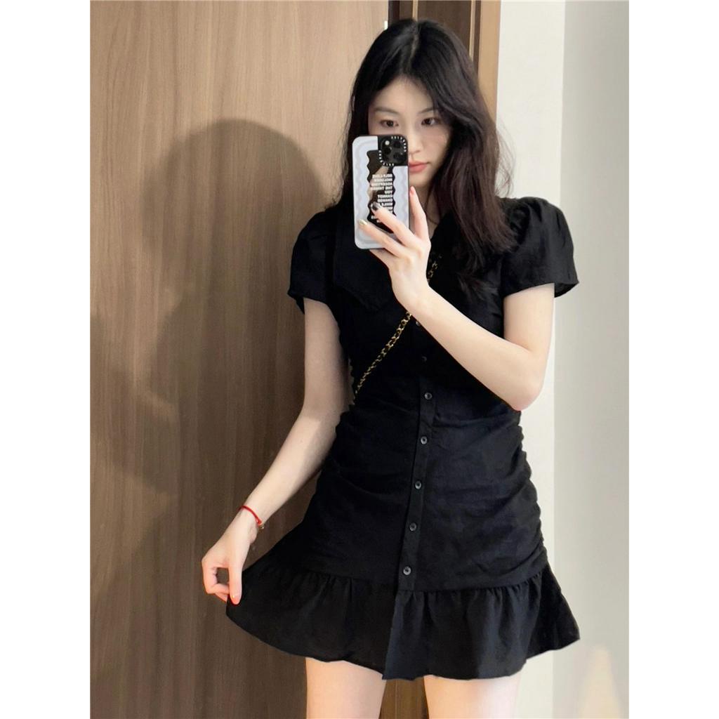 Đầm Cổ Chữ V Phối Bèo Nhún Phong Cách Pháp 65184