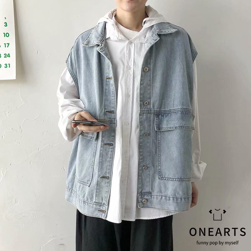 Men's Retro Sleeveless Denim Jacket | Shopee Việt Nam Men's Retro Sleeveless Denim Jacket | Shopee Việt Nam