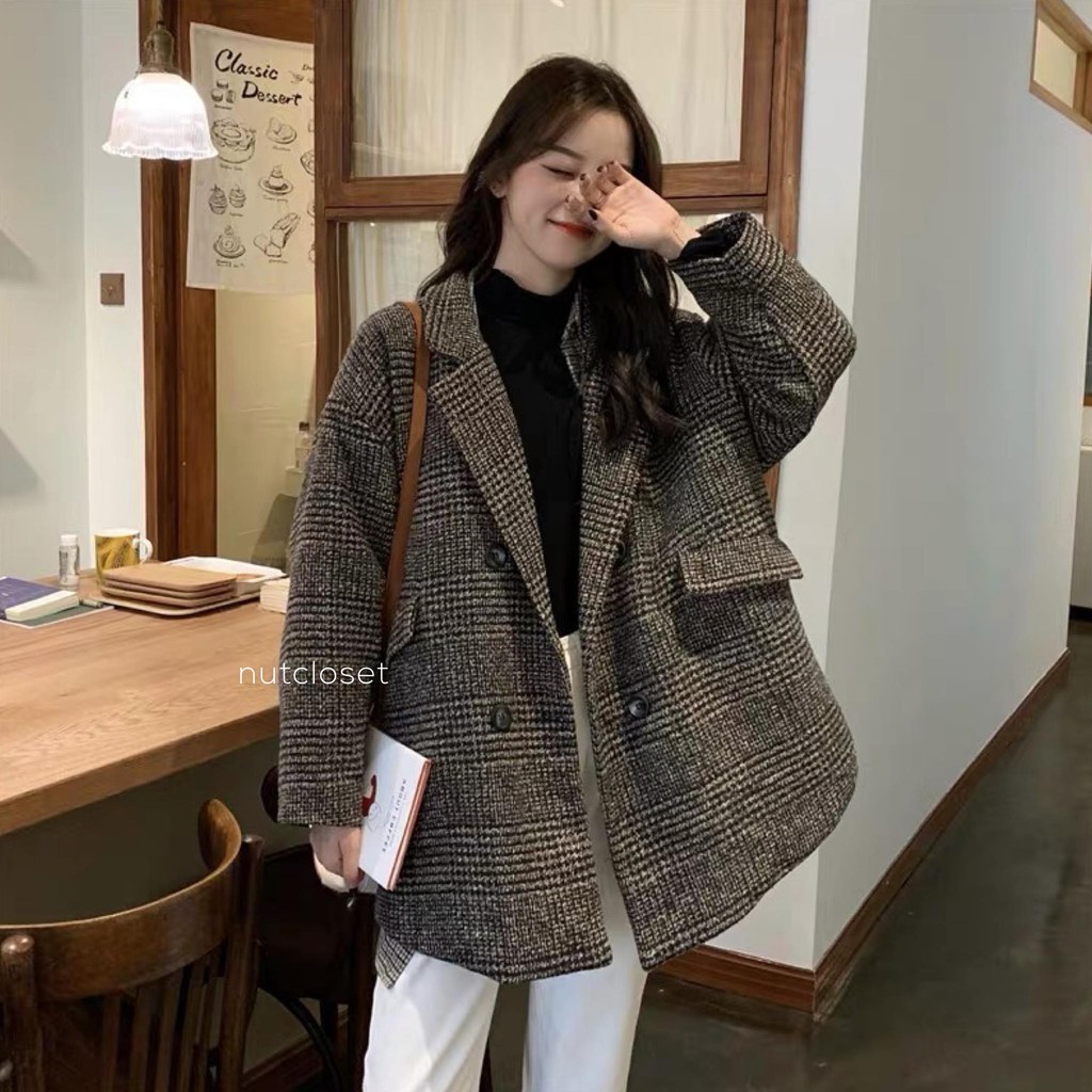 Áo khoác dạ họa tiết kẻ _ A0303 | BigBuy360 - bigbuy360.vn