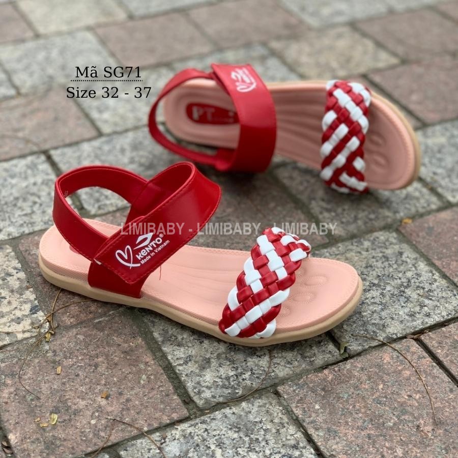 Sandal bé gái Kento quai ngang đỏ xinh xắn quai hậu cho bé gái 6 - 12 tuổi phong cách Hàn Quốc SG71