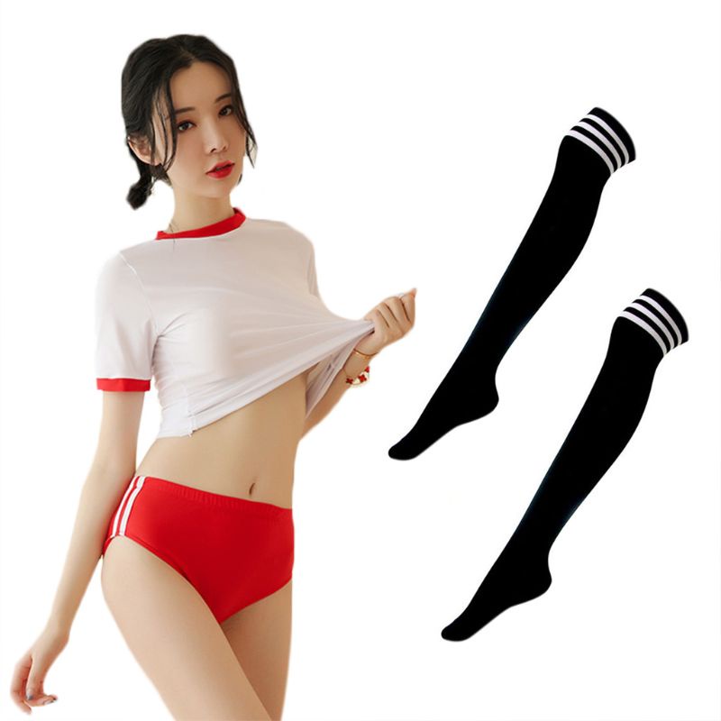 ℜ-ℜ  Women Sexy Japanese Schoolgirl Anime Uniform Lingerie Short Sleeve Crop Top Briefs Cosplay Cheerleading Sport Gym Suit