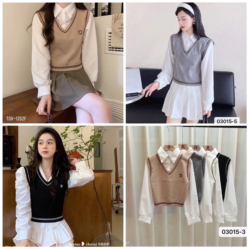🔥🔥FREESHIP💥ÁO GILE TAY PHA SƠ MI (LÔ GÔ ngực tháo rời được) SẴN BỐN MÀU .KÈM ẢNH THẬT TREO