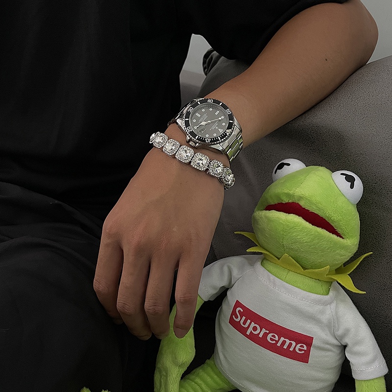 Vòng đeo tay đính đá kim cương phong cách hip hop thời trang