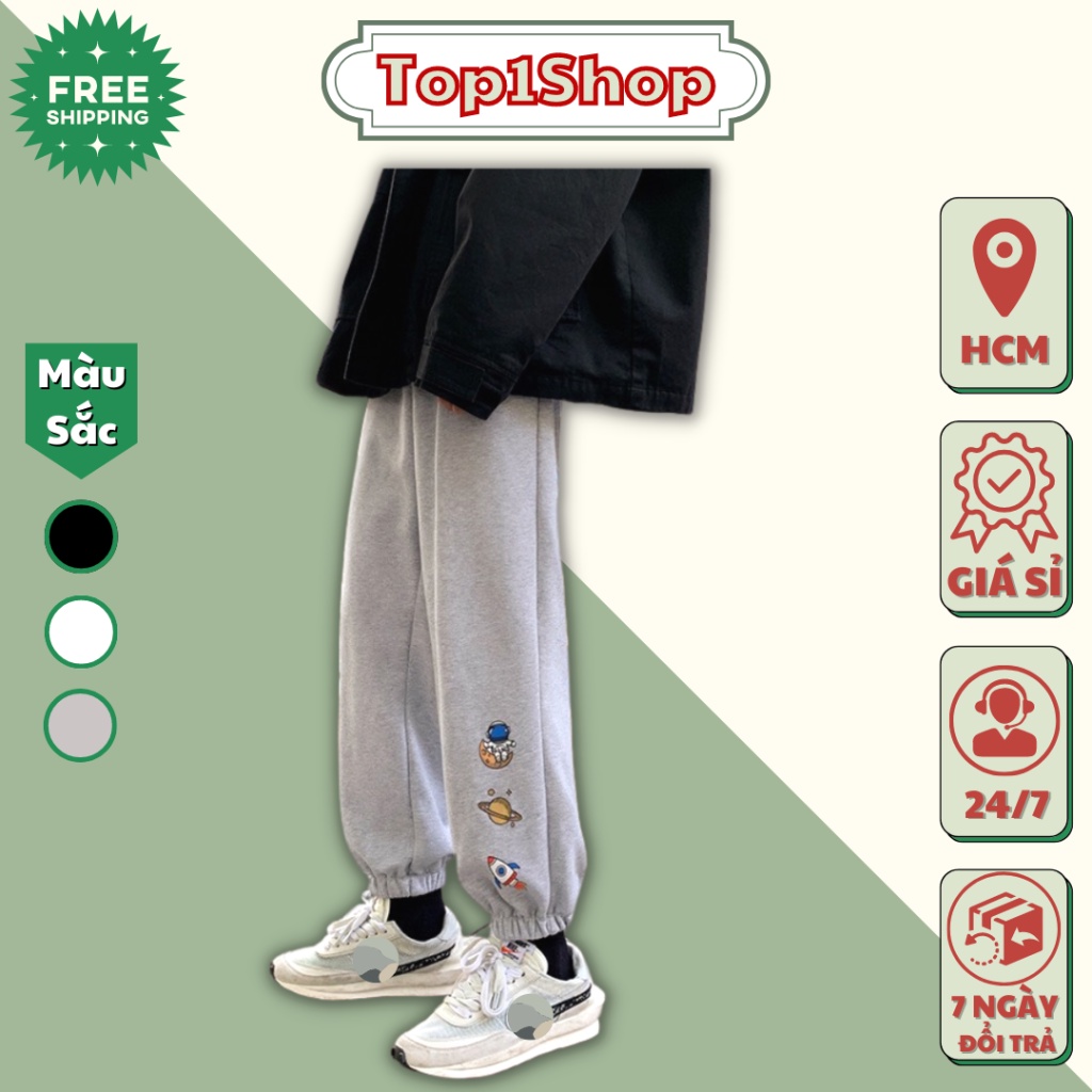 Quần jogger thể thao ống rộng Vũ Trụ chất nỉ bông cao cấp Unisex