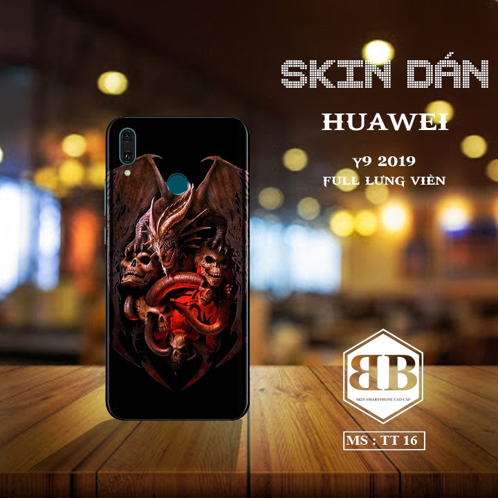 Bộ Skin Dán 3M Huawei Y9 2019 dán full lưng viền dùng thay ốp lưng điện thoại hình tử thần sống động