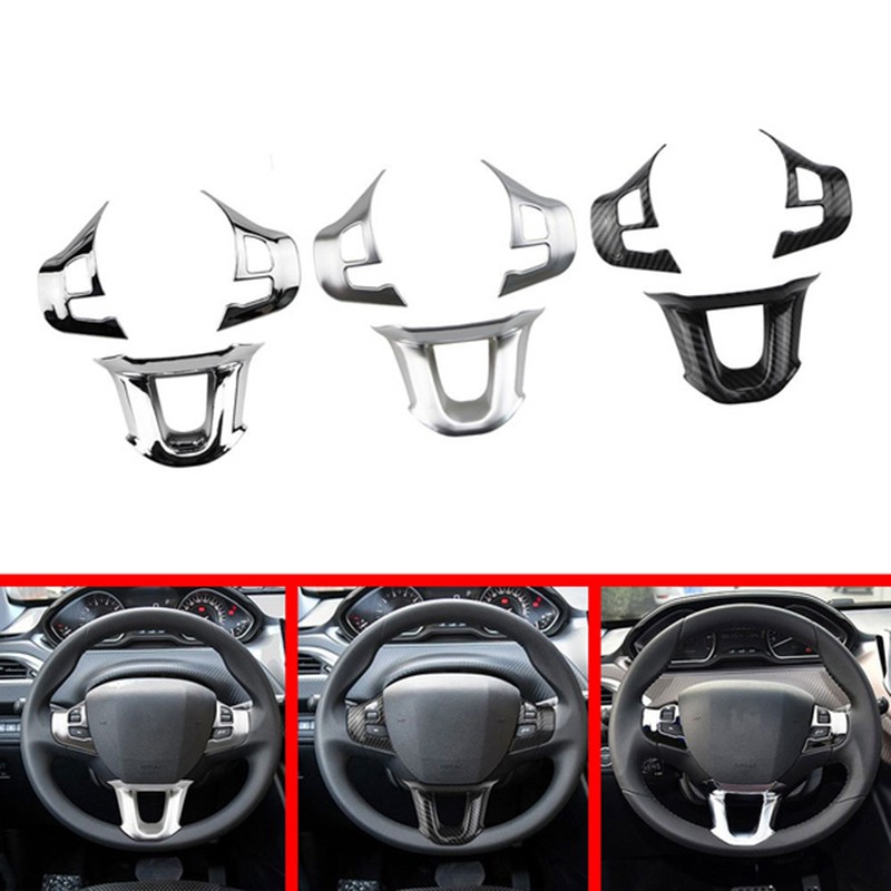 Set 3 Miếng Dán Vô Lăng Xe Ô Tô Peugeot 2008 208 308 2014-2018