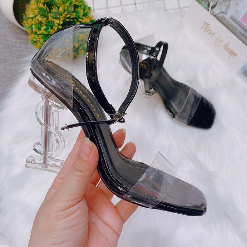 Giày sandal nữ quai ngang trong gót YSS trong bít gót cao 9cm