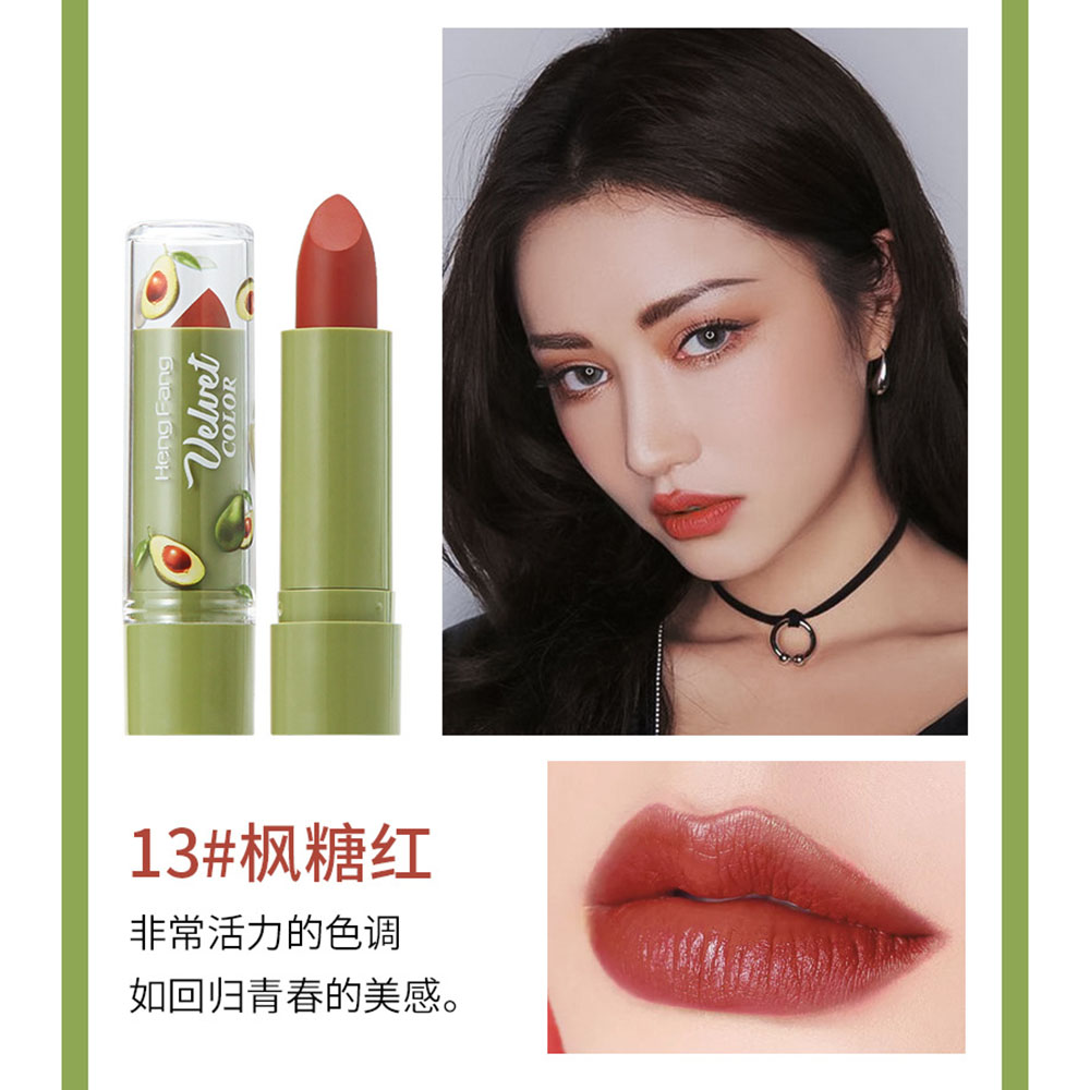 [Hàng mới về] Son sáp tông lì mịn như nhung dưỡng ẩm môi thiết kế vỏ hình trái bơ dễ thương