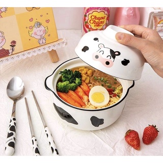 Set nồi sứ + tô nhỡ ăn mì bò sữa