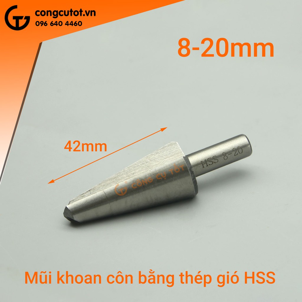 Mũi khoan côn chuôi tròn thép gió HSS 4241