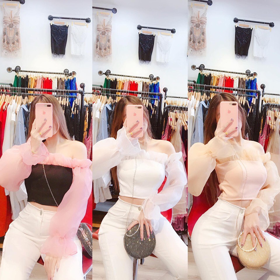 Áo voan kiến may nhún sau lưng cực xinh U2409