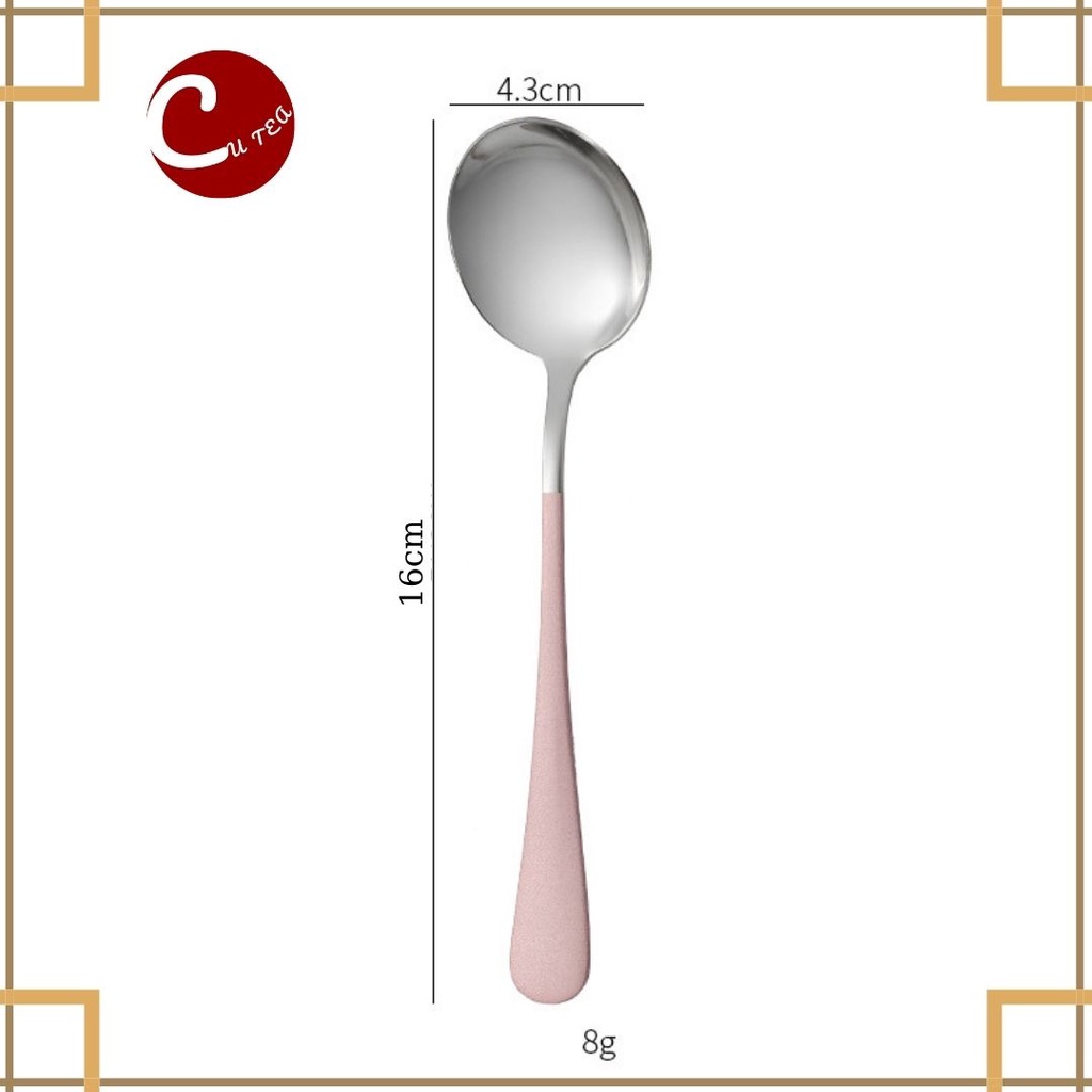 Sỉ 6k- Thìa Ăn Cơm Bằng Inox Mạ Vàng Cán Dài Nhiều Mầu