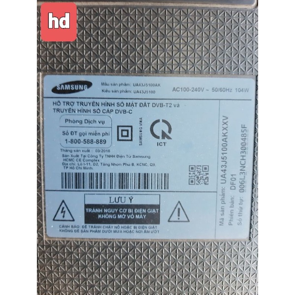 Bo mạch chính tivi samsung ua43j5100 , zin máy còn chạy tốt
