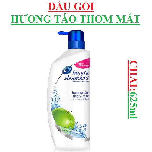 Dầu gội Head&shoulders 625ml; bạc hà,mượt óng,ngăn rụng tóc,sảng khoái,táo,da đầu ngứa