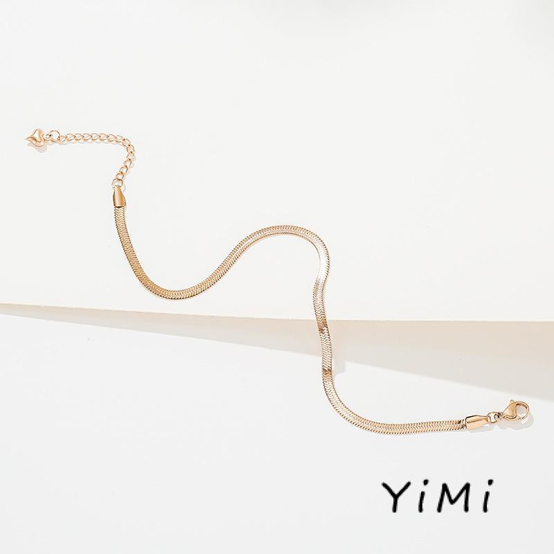 【Yimi.Vn】 Lắc Chân Dây Xích Kim Loại Mảnh Họa Tiết Xương Rắn Cao Cấp