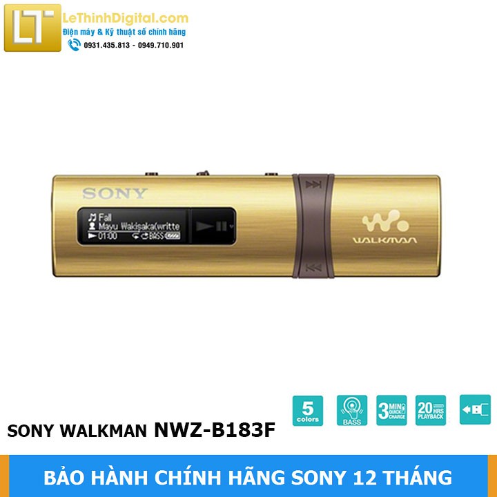 Máy nghe nhạc Sony Walkman NWZ-B183F (Đồng) {4GB} | Hãng phân phối | Bảo hành chính hãng 12 tháng toàn quốc