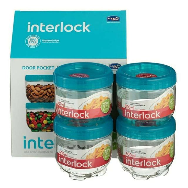 Bộ 4 Hộp Interlock 500ml Lock&amp;Lock INL301S2