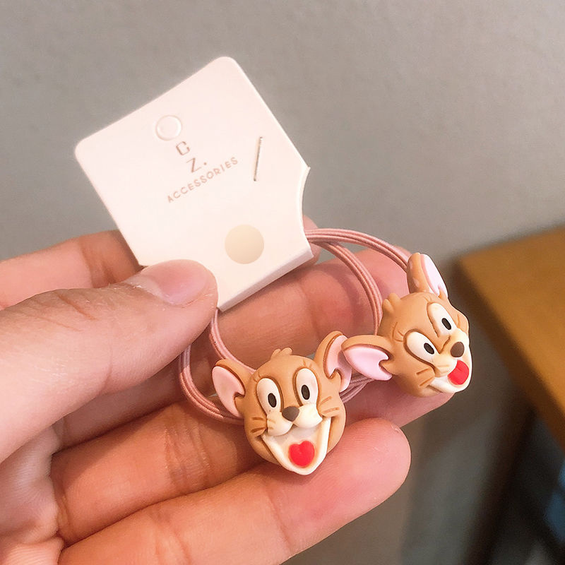 Set 2 Dây Cột Tóc Co Giãn Hình Sóc Chuột Dễ Thương Cho Bé Gái