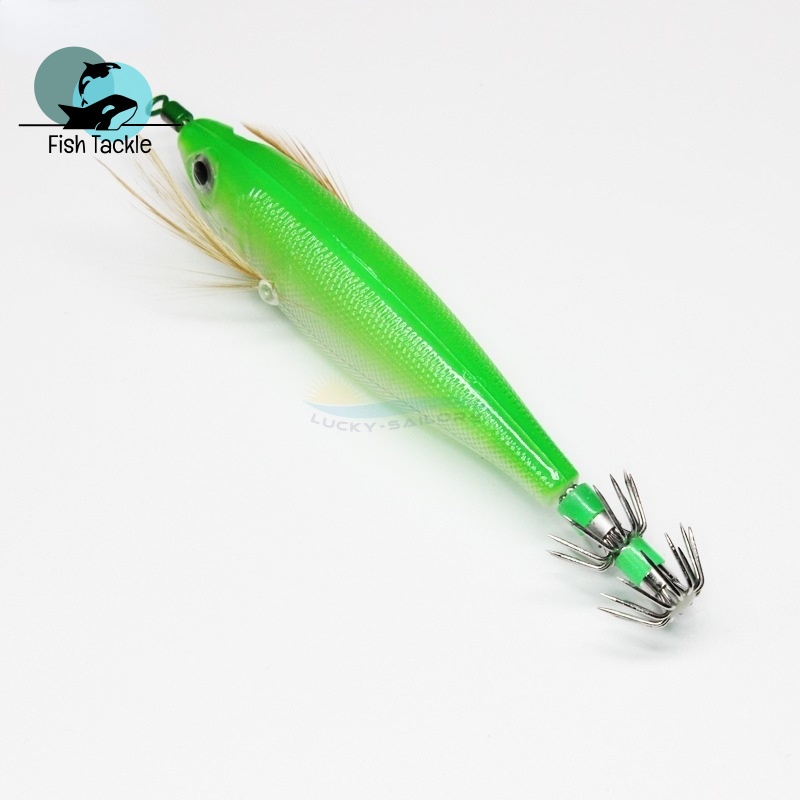 Mồi Câu Cá Giả Hình Con Mực Phát Quang YOZURI UV Bằng Gỗ