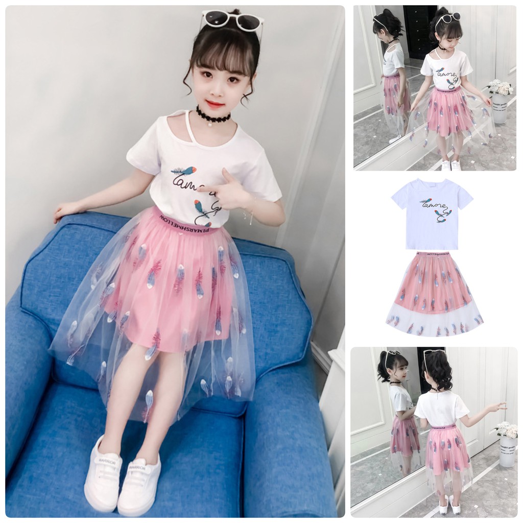 [XẢ KHO] BV56⚡Size130-160(25-45kg)⚡set chân váy+áo thun phong cách Hàn Quốc⚡Thời trang trẻ Em hàng quảng châu freeship