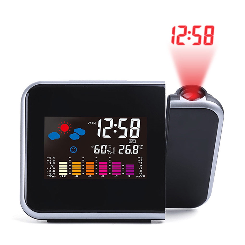 Runbu-Home Digital LED Display Projection Alarm Clock Snooze Function Weather Thermometer Humidity Table Clock