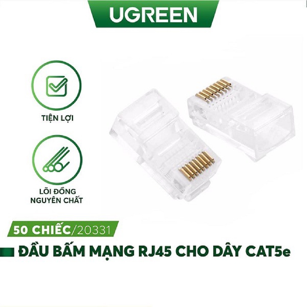 Đầu bấm hạt mạng RJ45 UGREEN NW110 cho dây CAT5e - Hàng phân phối chính hãng - Bảo hành 18 tháng