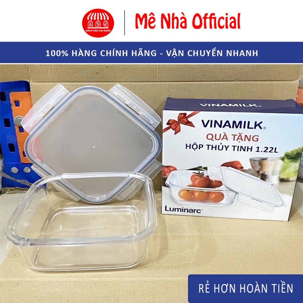 Hộp Thủy Tinh 1.2L, Hộp Đựng Thức Ăn Hãng Vinamilk - Chịu Nhiệt An Toàn Sức Khỏe