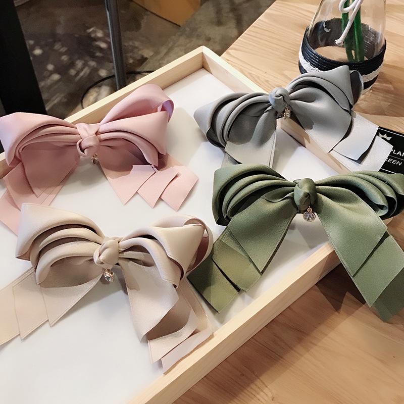 Kẹp tóc nơ lụa mờ cao cấp đủ màu