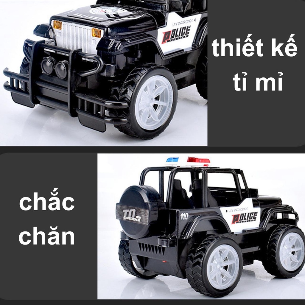 Ô tô điều khiển từ xa địa hình tốc độ cao giá rẻ mini 4 chiều có đèn và nhạc, ô tô cảnh sát đồ chơi cho bé BOBIKIDS OT01