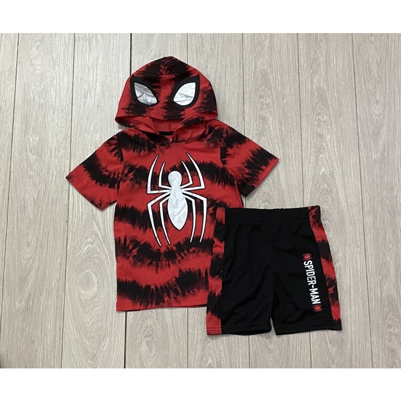 Set bộ cộc có mũ cho bé trai toàn hình siêu nhân size từ 12-30 cân