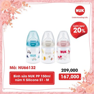 BÌNH SỮA NUK  NHỰA PP 150ML NÚM TI Silicon S1 M