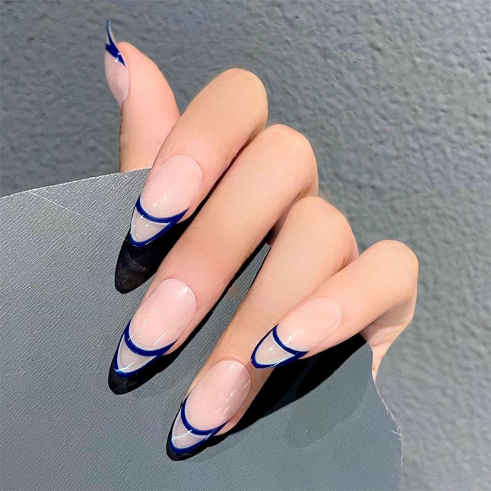 ME Set 24 Móng Tay Giả Nhện Đen In Họa Tiết Da Báo Phong Cách Pháp