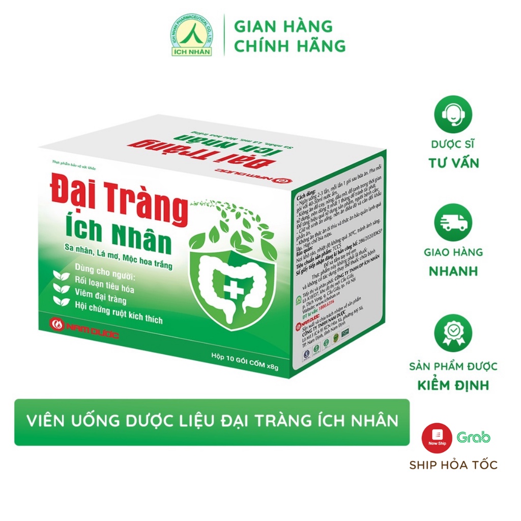 Đại tràng Ích Nhân bảo vệ và hỗ trợ giảm các triệu chứng đau bụng, đầy bụng, khó tiêu - hộp 10 gói DTI