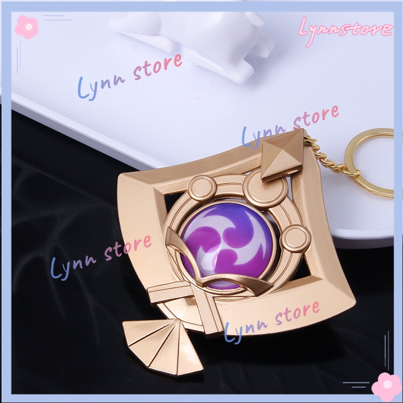 Genshin Impact Yae Miko Inazuma Thunder Vision Móc Khóa Mặt Kính Dạ Quang Hai Mặt Bằng Kim Loại Kích Thước Lớn