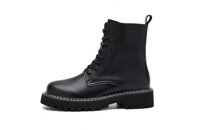 Boots dáng Dr.Martin da mềm cao cấp màu đen và kem | BigBuy360 - bigbuy360.vn