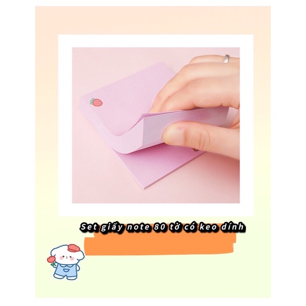 set giấy note ghi chú hình gấu cute 80 trang có keo dính