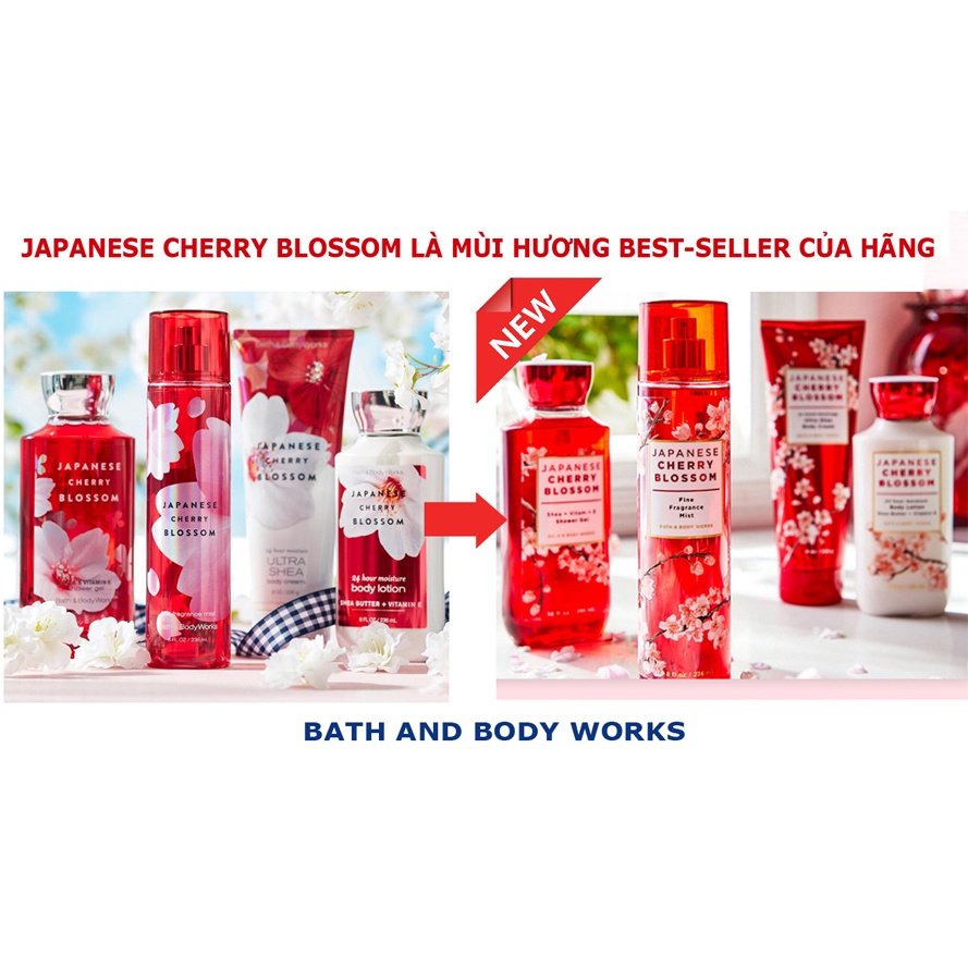 Lotion dưỡng thể JAPANESE CHERRY BLOSSOM Bath and Body Works 226gram#chính hãng #