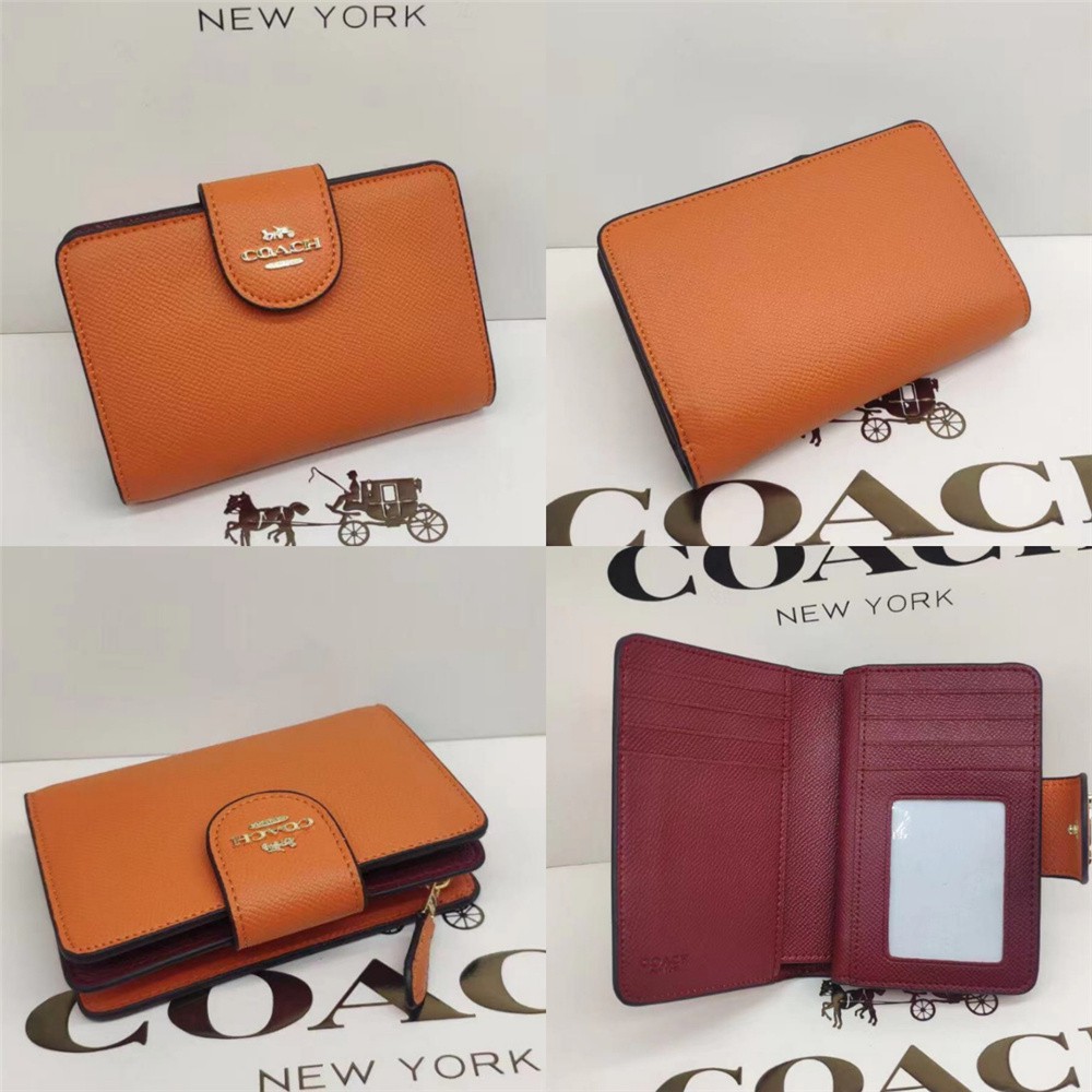 Ví Da Gập Dáng Ngắn Có Khóa Kéo Chất Lượng Cao Thời Trang Cho Nữ H 6390