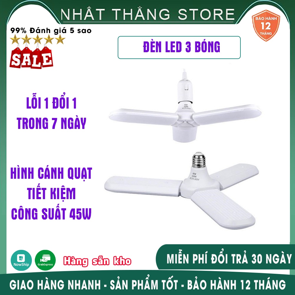 Đèn led 3 cánh hình quạt sang trọng an toàn tiết kiệm điện 45W - BẢO HÀNH 12 THÁNG